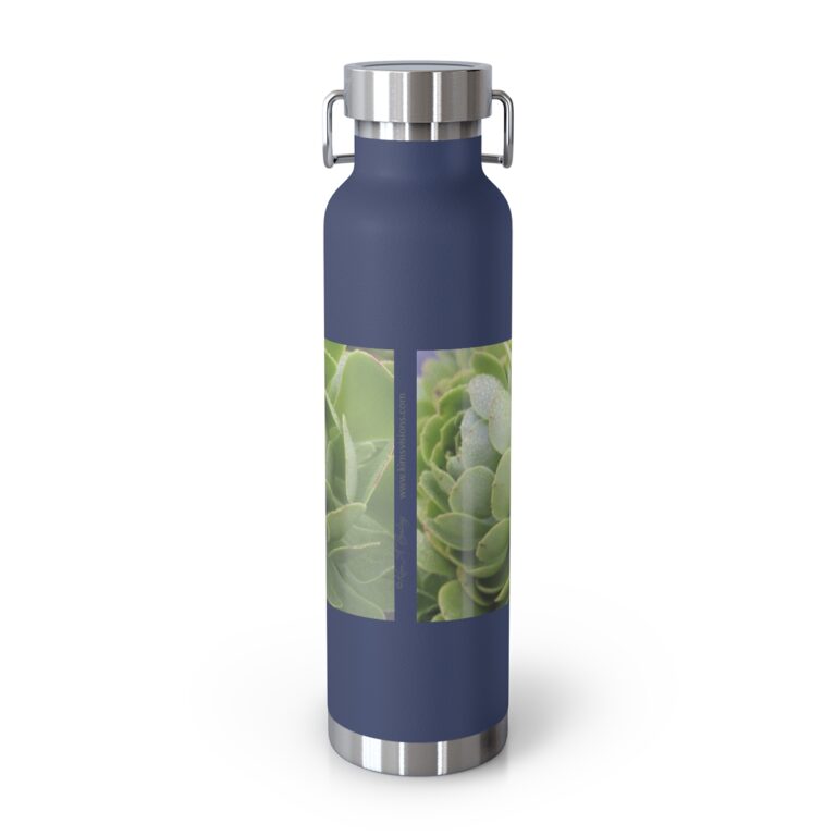 Copper Vacuum Insulated Bottle, 22oz "Green Succulent Cluster" by Kim A. Bailey