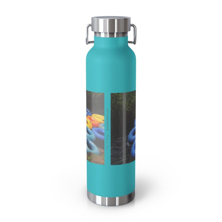 Copper Vacuum Insulated Bottle, 22oz " Yellow and Blue Tubes" by Kim A. Bailey