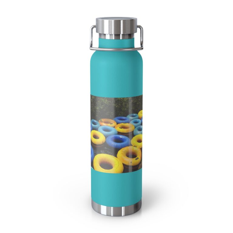 Copper Vacuum Insulated Bottle, 22oz " Yellow and Blue Tubes" by Kim A. Bailey