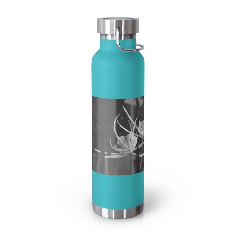Copper Vacuum Insulated Bottle, 22oz "Black and White Alligator Lily" by Kim Bailey