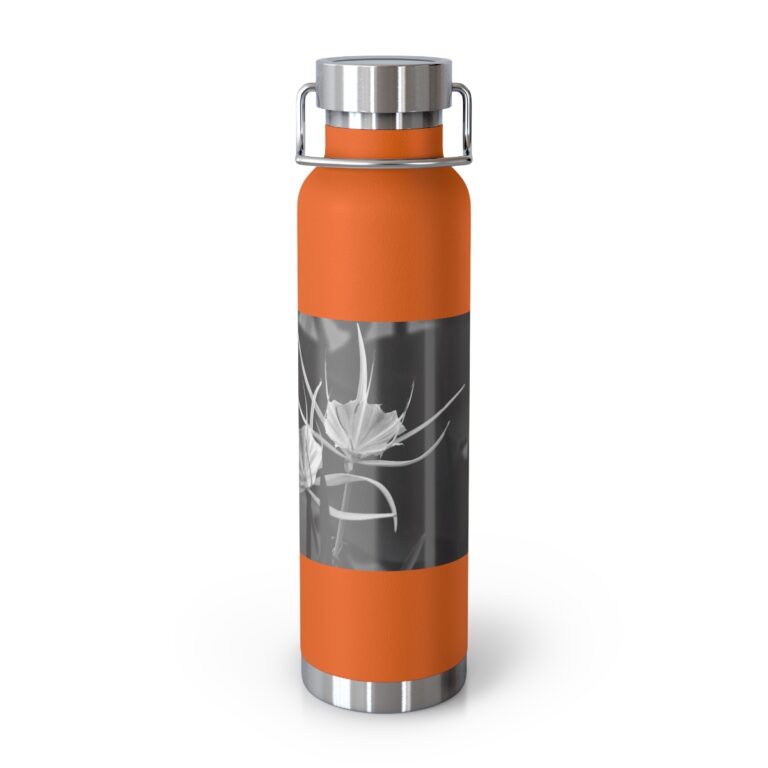 Copper Vacuum Insulated Bottle, 22oz "Black and White Alligator Lily" by Kim Bailey
