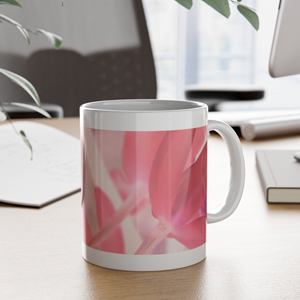 "Pink Tinted Orchids" White Ceramic Mug