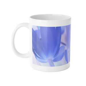 "Blue Tinted Orchids" White Ceramic Mug