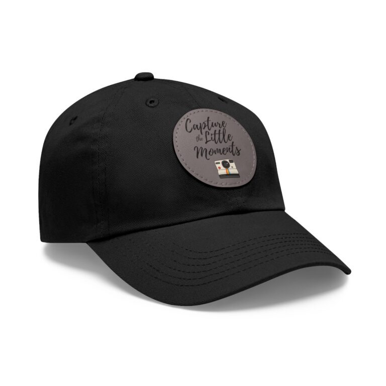 Hat with Leather Patch (Round) "Capture the Little Moments" with Instant Camera