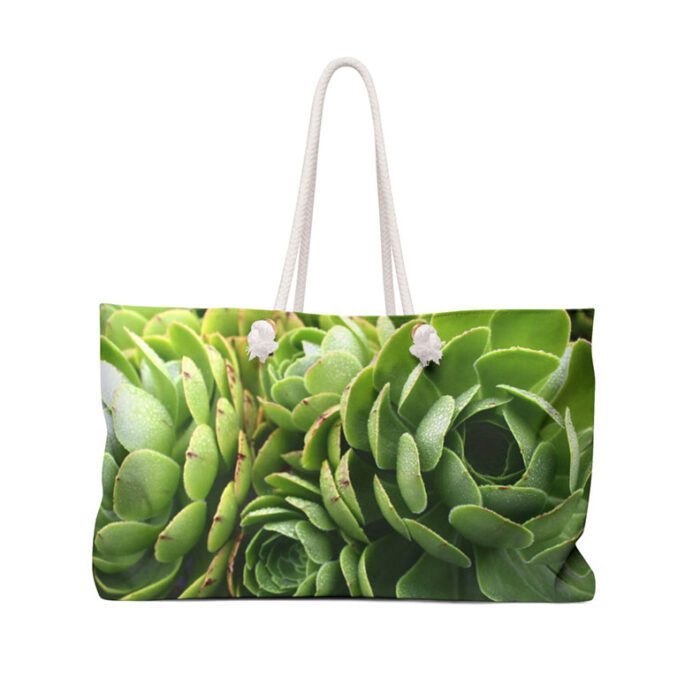 Green Succulents Weekender Tote Bag by Kim A. Bailey