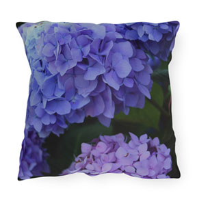 Outdoor Pillow featuring Blue Hydrangeas by Kim A. Bailey