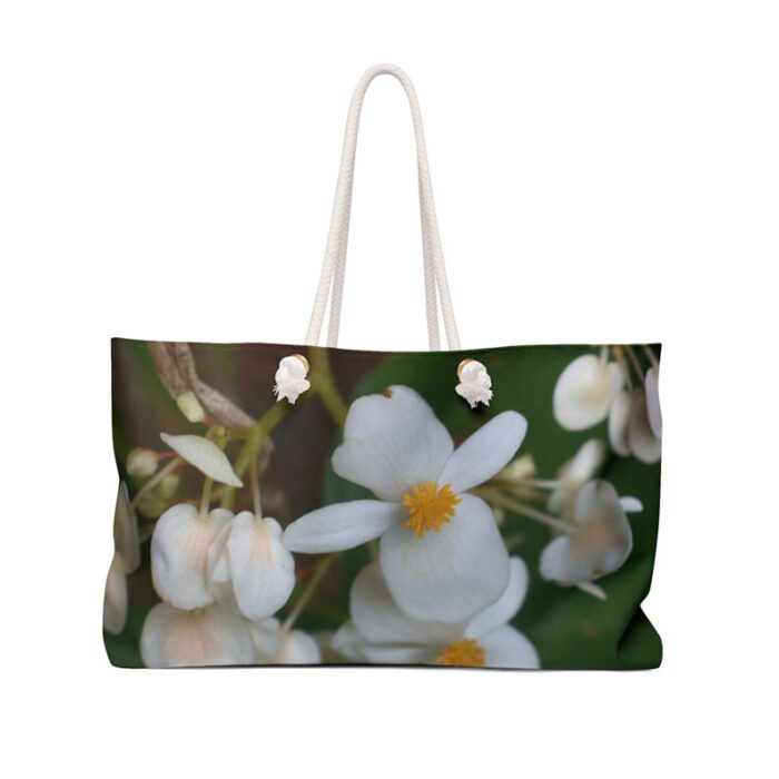 Weekender Tote Bag "White Begonias" by Kim A. Bailey