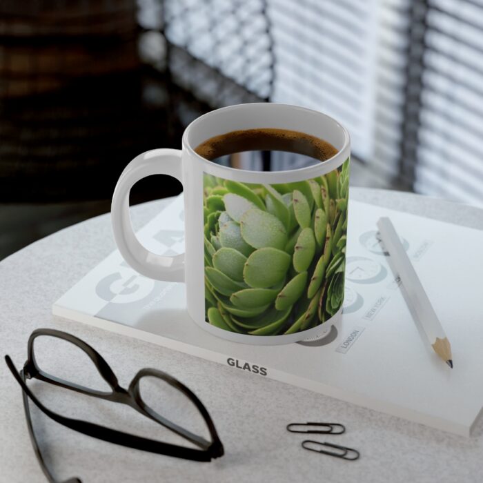Ceramic Mug featuring Green Succulent by Kim A. Bailey Left Side