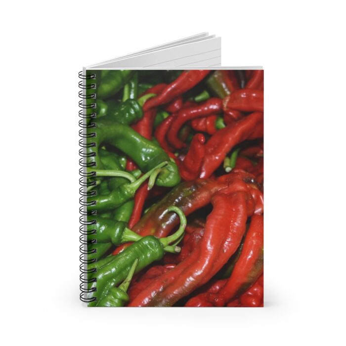 Spicy Vibes: Green and Red Chili Peppers Spiral Notebook - Image 4