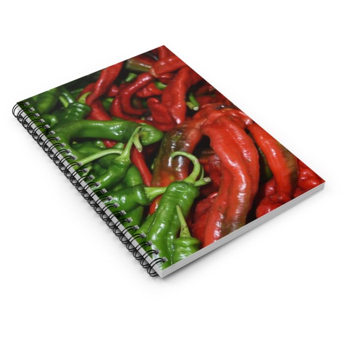Spicy Vibes: Green and Red Chili Peppers Spiral Notebook - Image 2