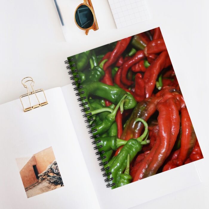 Spicy Vibes: Green and Red Chili Peppers Spiral Notebook - Image 3